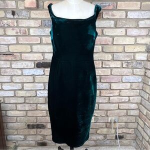 LIQUORISH emerald green velvet off the shoulder cocktail dress